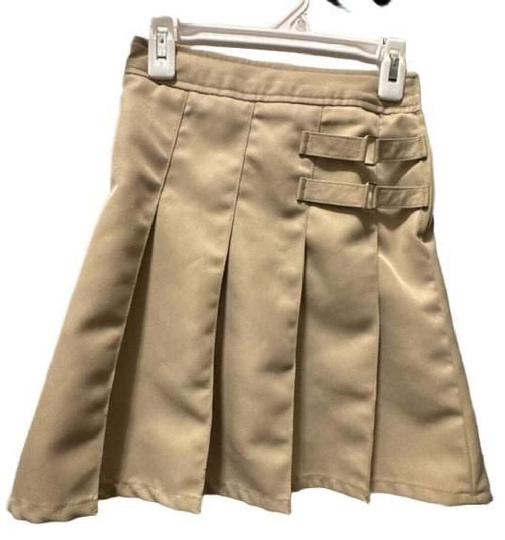 French Toast Girls' Khaki Two-Tab Pleated Skort Size 12 w/ built in shorts